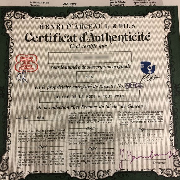 1943 Ganeau's Women of the Century Porcelian COA - Picture 7 of 8